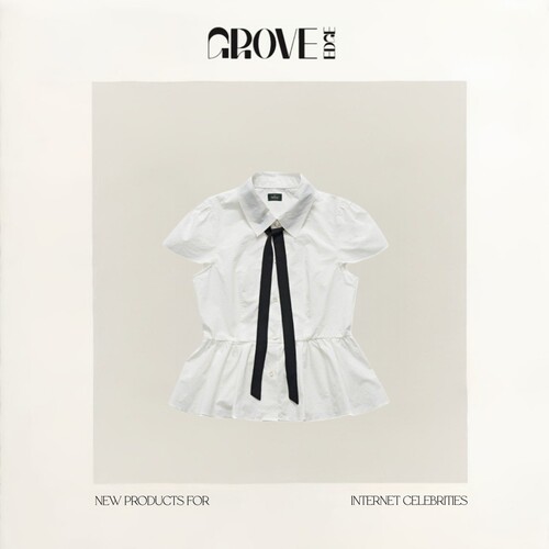 【现货】GROVE EDGE八奶衬衫女新款韩版修身显瘦翻领短袖上衣