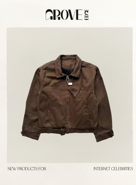 【现货】GROVE EDGE韩国小众Rose同款 围领下摆含束带夹克外套