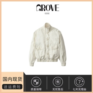 EDGE立领休闲夹克外套女纯色宽松简约工装 GROVE 通勤上衣 现货
