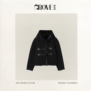 【现货】GROVE EDGE双面穿短款粗呢外套女25秋冬连帽保暖韩版上衣