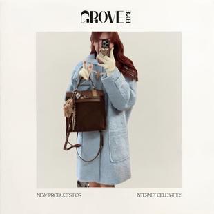 EDGE东大门纯色连帽羊驼毛羊毛呢大衣温柔气质外套 GROVE 现货