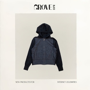 【现货】GROVE EDGE韩国Jennie同款拼色羊毛拉链针织连帽外套上衣