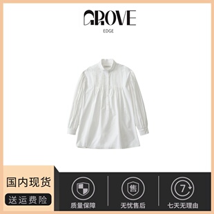 【现货】GROVE EDGE秋季新款韩国设计师纽扣褶皱娃娃衬衫上衣