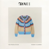 上衣宋轶同款 EDGE韩国毛衣复古撞色提花针织开衫 现货 GROVE