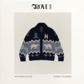 拉链翻领针织外套 EDGE韩国重工北极熊提花毛衣开衫 现货 GROVE