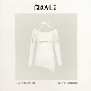 EDGE白色马海毛针织挂脖背心两件套女小众镂空罩衫 GROVE 现货