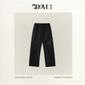 现货 GROVE EDGE韩国小众松紧腰绒面麂皮系带直筒裤 阔腿裤 长裤