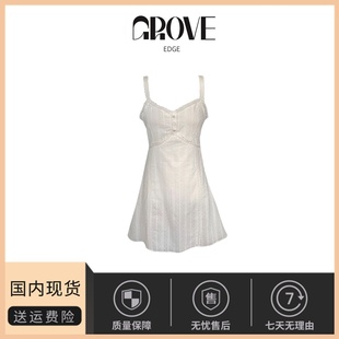 蕾丝花边吊带连衣裙女设计师款 EDGE郑雅娴同款 GROVE 裙子 现货