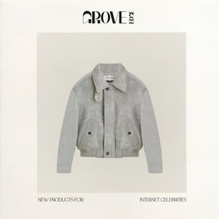 EDGE立领夹棉短夹克外套女25秋冬气质纯色毛呢外套 GROVE 现货