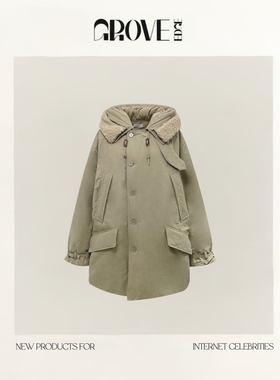 【现货】GROVE EDGE新款韩国东大门baby酱连帽抽绳收腰羽绒服外套