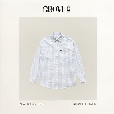 【现货】GROVE EDGE韩国东大门设计师fever格子休闲宽松气质衬衣