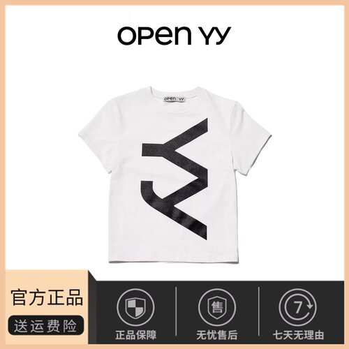 【现货】韩国小众OPEN YY简约logo字母印花正肩短款修身短袖T恤女