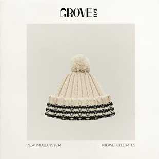 【现货】GROVE EDGE韩国小众八奶fever同款条纹针织帽毛线帽冷帽