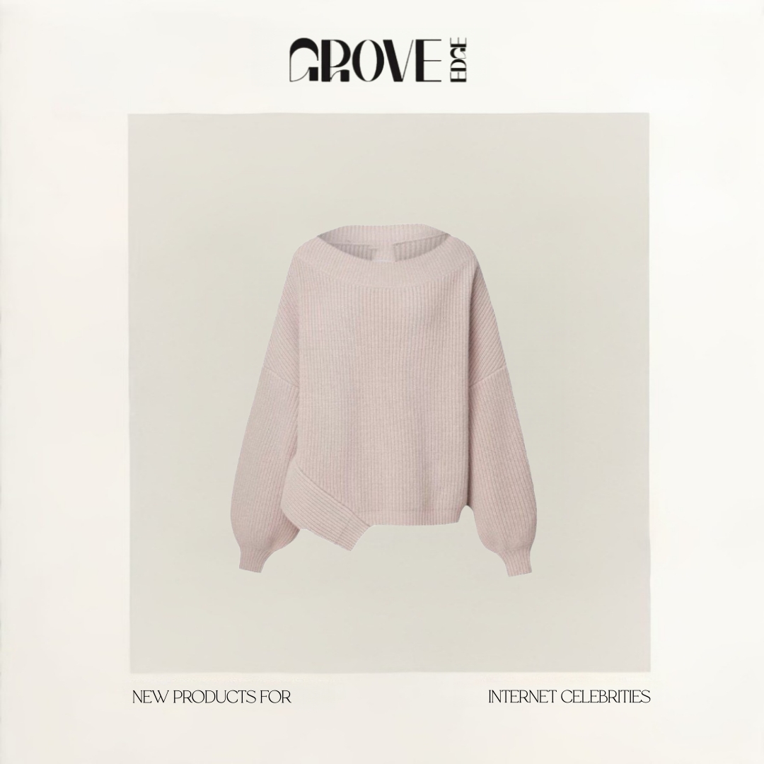 【现货】GROVE EDGE露思同款露肩毛衣韩系女装高级感斜肩针织上衣