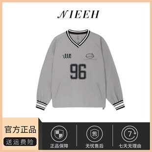 韩国JENNIE金智妮同款 Nieeh韩国条纹薄复古数字球衣卫衣 现货