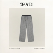 直筒裤 EDGE韩国小众拼接腰竖条纹刺绣翅膀休闲长裤 现货 GROVE