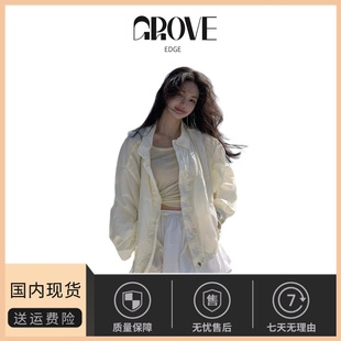 EDGE纯色度假风单排扣防晒衣夏季 GROVE 女宽松夹克外套 现货