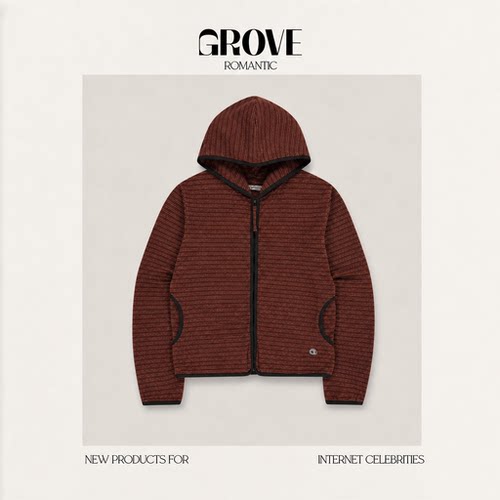 【现货】GROVE ROMANTIC韩国东大门条纹连帽拉链卫衣外套开衫上衣