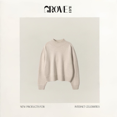 【现货】GROVE EDGE韩国设计师半高领纯色毛衣韩系女简约感针织衫