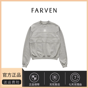 宽松休闲字母刺绣拼接圆领卫衣 farven小众ferver博主同款 现货