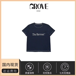 【现货】GROVE EDGE韩国设计师字母明线短袖女装圆领宽松休闲T恤