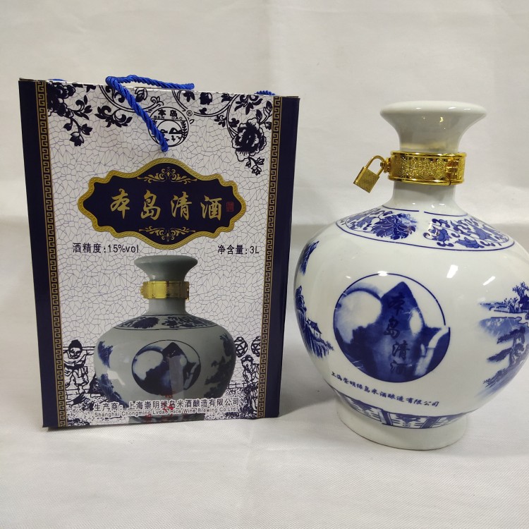 本岛清酒崇明老白酒15度清甜型糯米酒3L6斤坛装礼酒送礼特产米酒