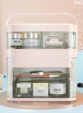 手提抽屉式化肤妆品收盒 防尘品梳妆台桌面LE1051D首纳饰一体置护