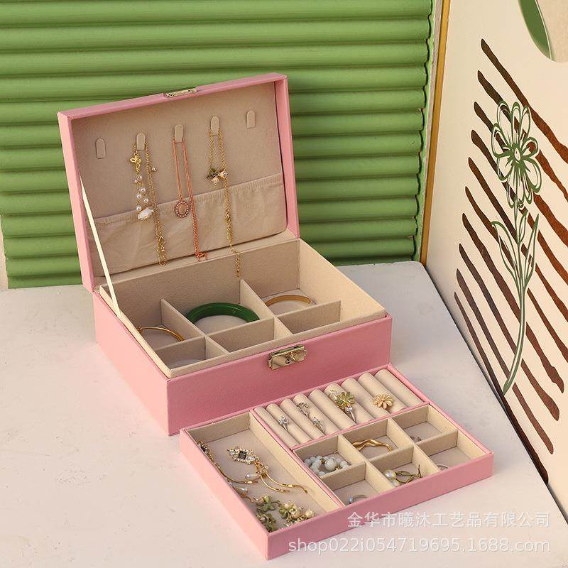首饰收纳盒 大量女盒戒指耳容钉项链意1-1手镯整理饰品子 创双层,饰品/流行首饰/时尚饰品新,首饰箱,淘宝优惠券,粉丝福利购,淘宝优惠卷