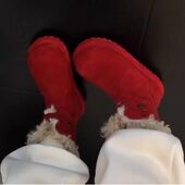 马丁靴两穿勃肯短靴子加绒毛毛棉鞋 红色厚底雪地靴女2025新款 冬季