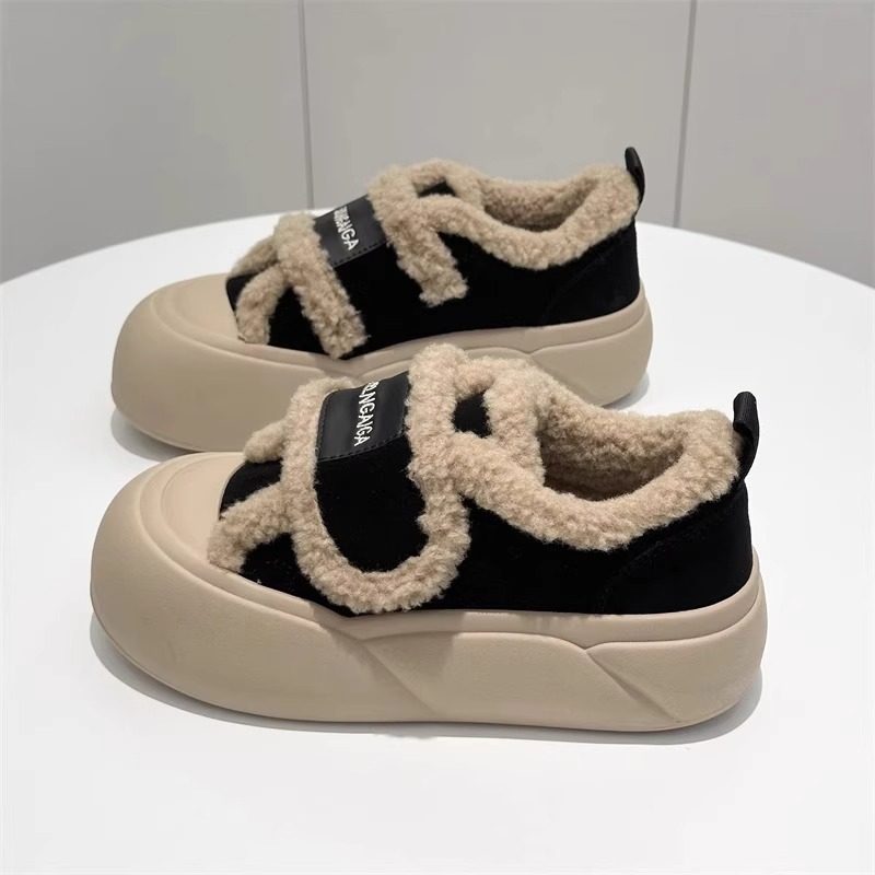 松糕底魔术贴棉鞋女冬加绒冬季