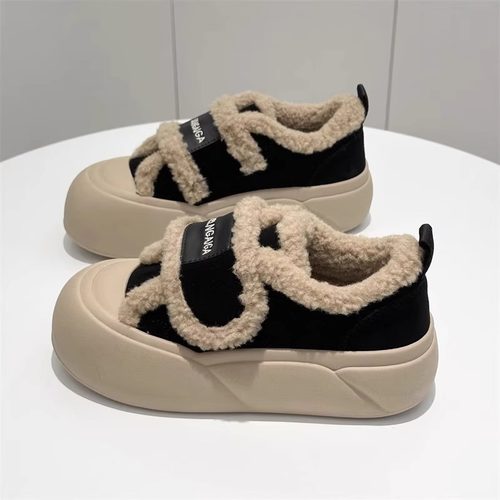 松糕底魔术贴棉鞋女冬加绒冬季