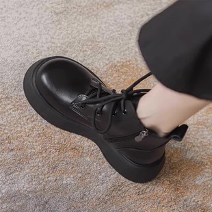 真皮马丁靴子女2025春秋季新款圆头厚底加绒高级感小短靴女英伦风