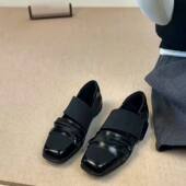 内增高魔术贴运动芭蕾舞鞋 春 休闲单鞋 女2026新款 黑色玛丽珍小皮鞋