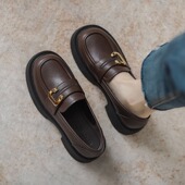 女皮鞋 风小2026新款 厚底一脚蹬乐福鞋 春季 单鞋 0201k