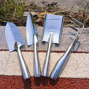 园艺种花铲子不锈钢尖头防滑沙滩家用花盆一体不锈三爪松土换盆