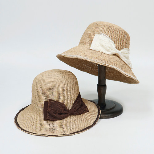 千金风防晒大檐蕾丝蝴蝶结草帽