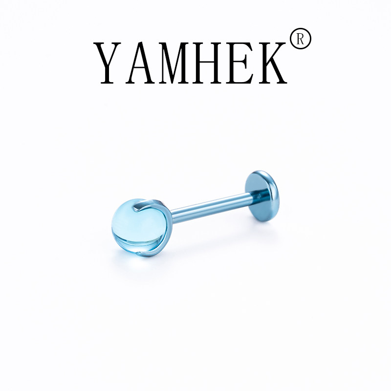 YAMHEK F136钛合金 清冷锆石耳钉耳骨钉唇钉防过敏睡觉免摘养耳洞