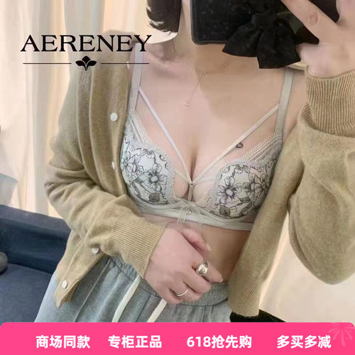 AERENEY爱亦心伊法式性感蕾丝内衣贝壳杯聚拢收副乳透气文胸84366