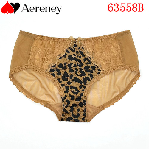 AERENEY爱亦心伊女士中腰性感蕾丝豹纹舒适透气平角裤63558B