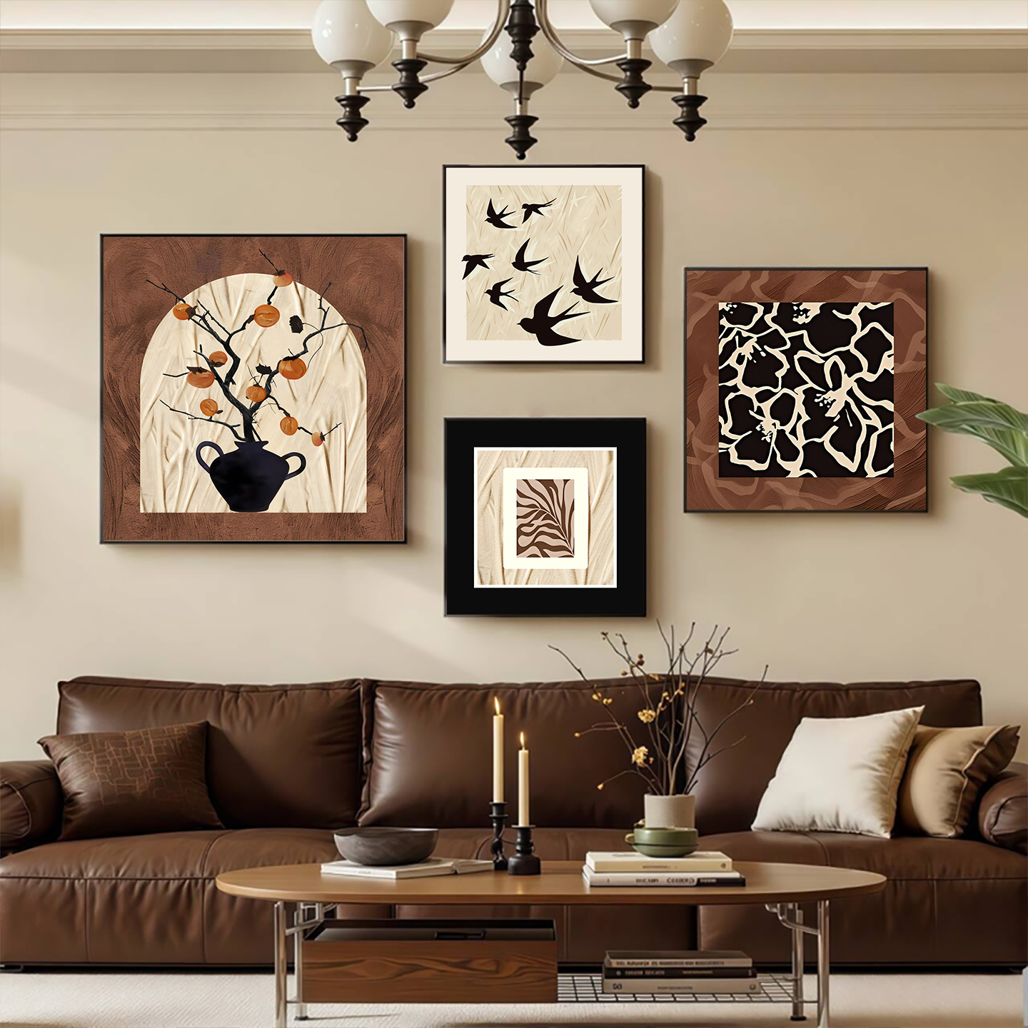 法式复古客厅装饰画中古风柿柿