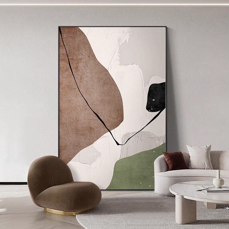 侘寂风客厅装饰画现代简约沙发背景墙落地画高级感抽象玄关挂画