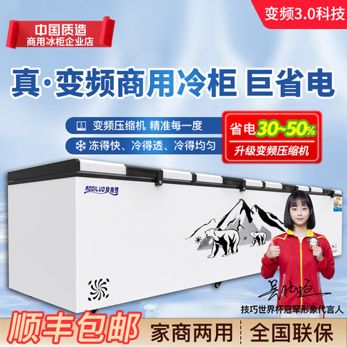 变频商用冷柜冰柜商用冷冻柜家用冷藏两用卧式大容量保鲜冰箱冷柜
