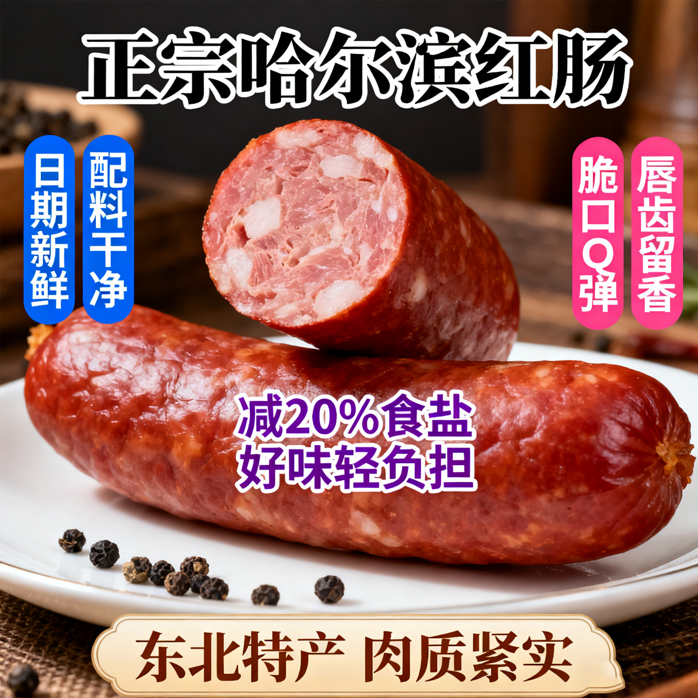 哈尔滨红肠官方旗舰店东北特产即食烟熏肉肠腊肠香肠火腿年货送礼