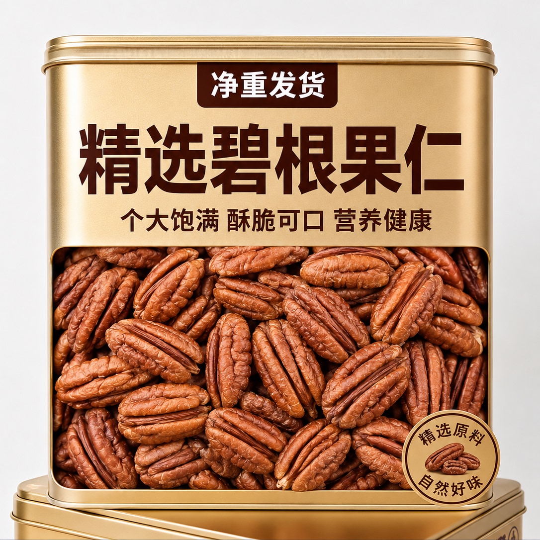 新鲜碧根果仁官方旗舰店2026新货原味无添加长寿果儿童营养坚果仁