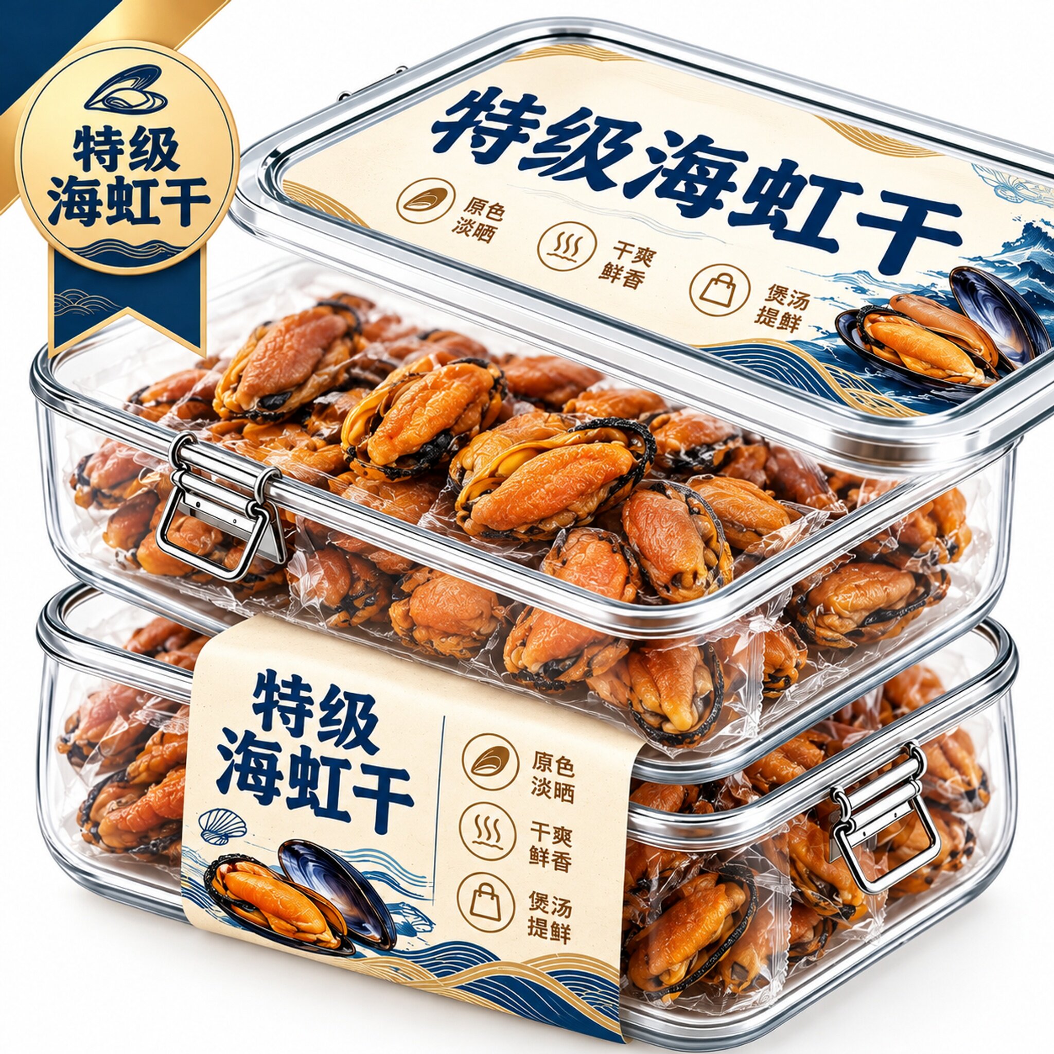 淡菜干货新晒海虹肉干贻贝青口肉山东特产海鲜干货煲汤官方旗舰店