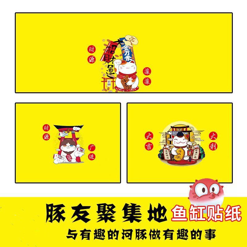 黄色金鱼缸背景贴纸大脸姐