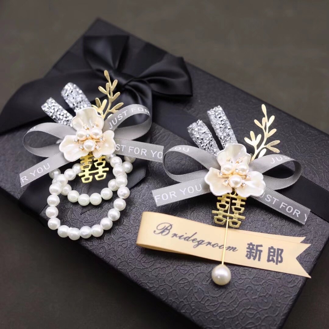 高级灰唯美韩式小清新胸花新郎新娘结婚礼伴郎伴娘兄弟团襟花胸针