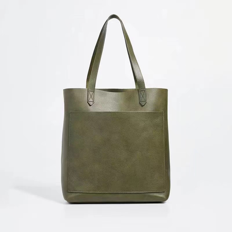 美国 Madewell tote中号头层牛皮墨绿色手提包托特包腋下包女包