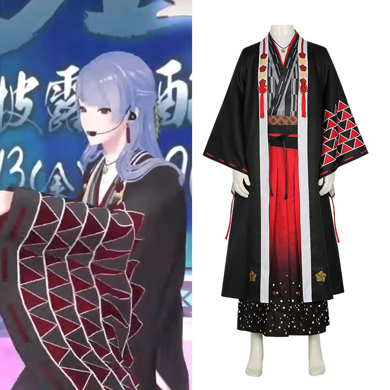 vtuber弦月藤士郎cos服日系撞色和服浴衣cosplay动漫日常宽袖套装