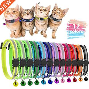12pcs Pet Cat Kitten Collar Neck Strap Quick Release